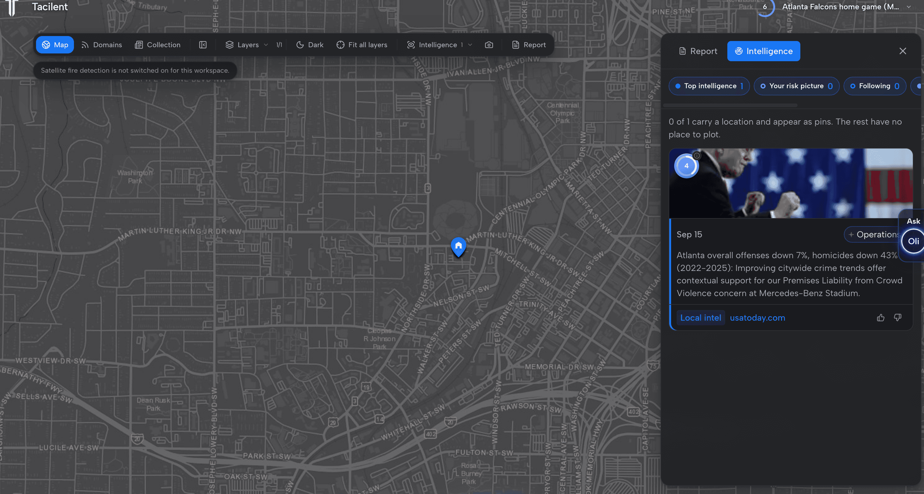 Tacilent protective intelligence connected to locations and evidence